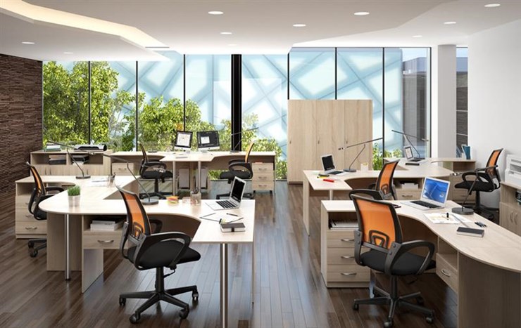 Комплект офисной мебели SIMPLE с эргономичными столами и тумбами в Радужном - изображение 3